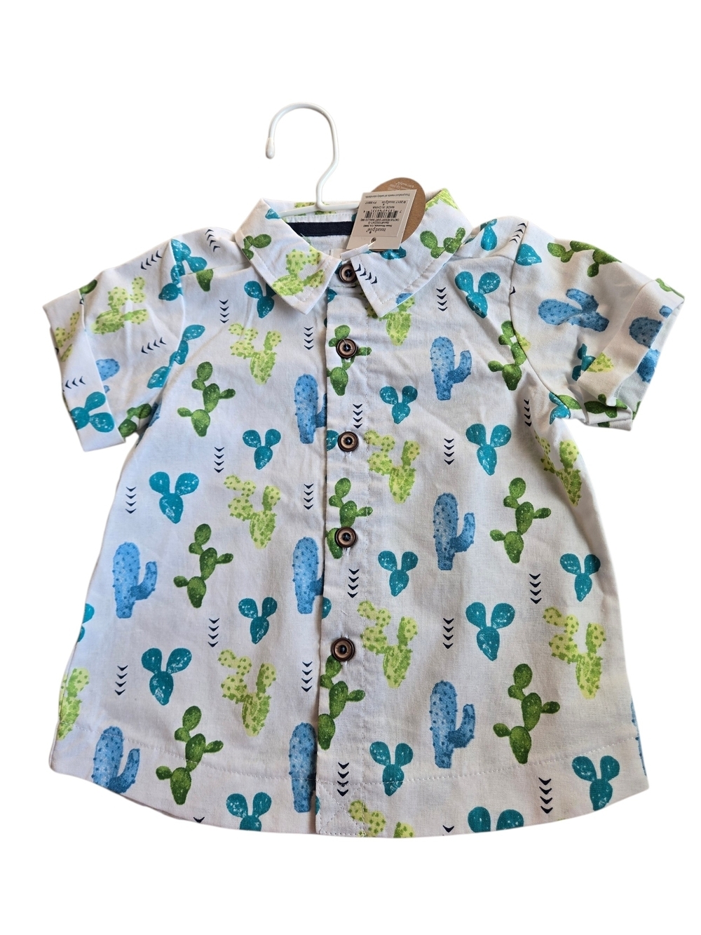 Mud Pie Baby Boys 12-18 Mo Cactus Resort Print Button Front Shirt Cotton - Picture 1 of 10